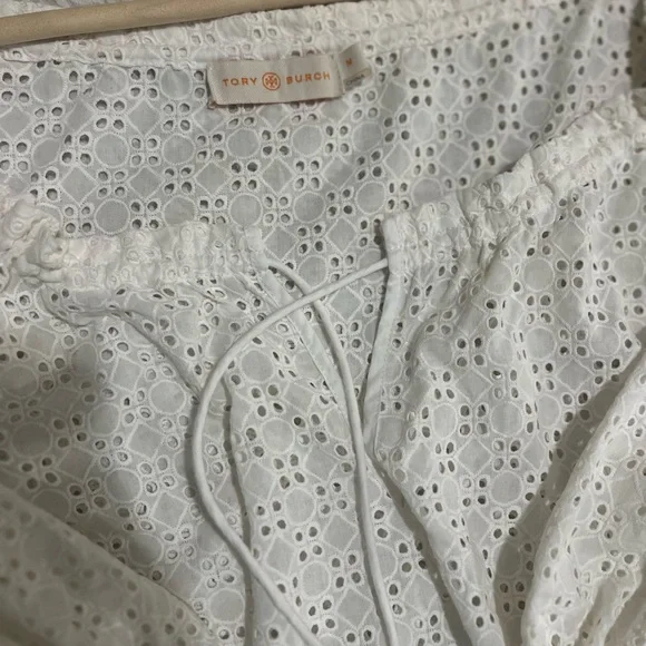 Tory Burch Soraya White Eyelet Tunic Cover Up Drawstring Resort Beach Top - Picture 8 of 11